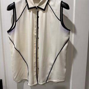 Black and off white piped blouse in size L